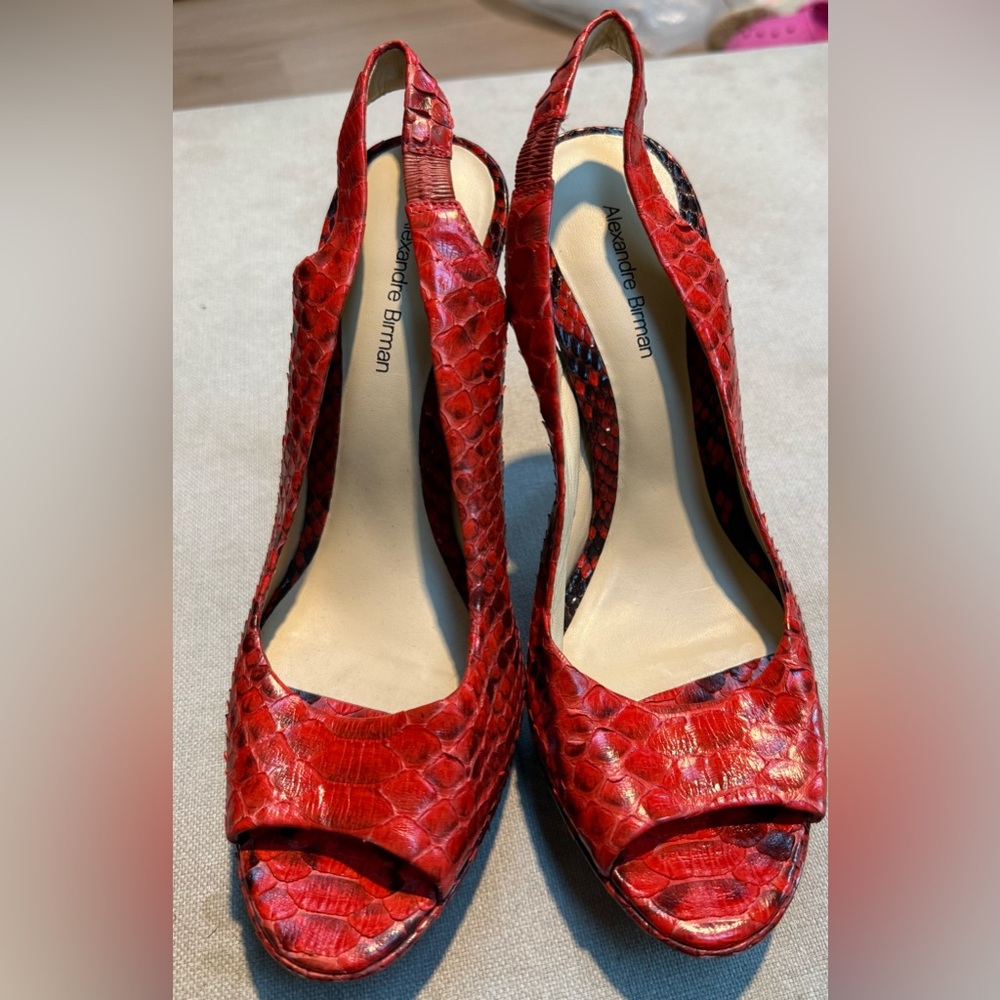 Alexandre Birman Red Snakeskin Heels